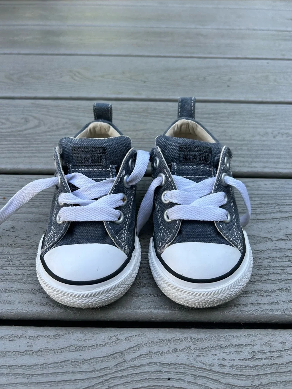 Converse Kids Charcoal Canvas Low-Top Sneakers with White Accents